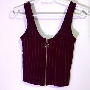Burgundy Zipper Tank Top